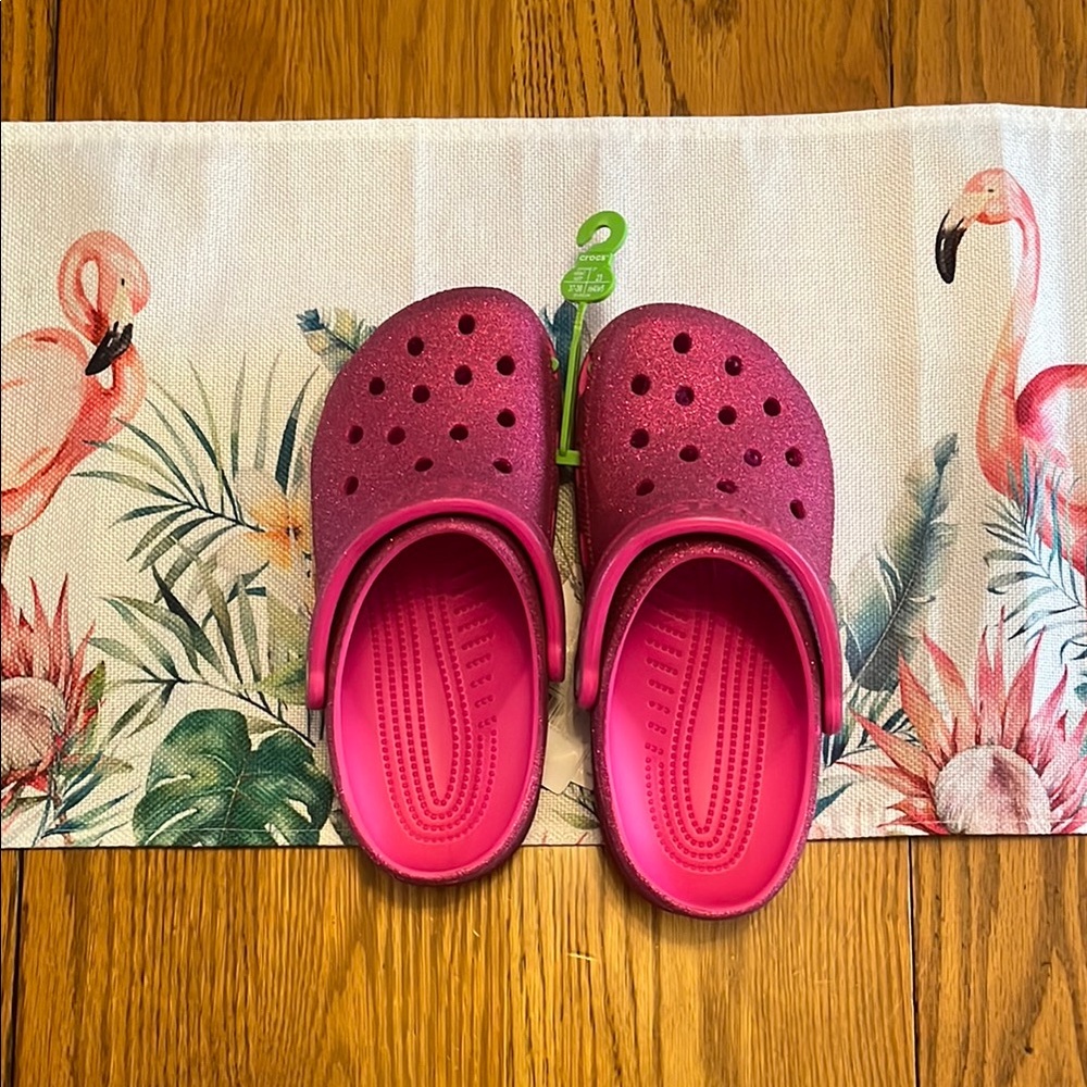 Pink Glitter Crocs